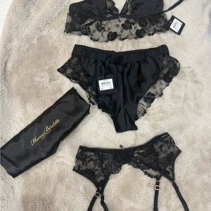Honey Birdette Black Lace Bra Set